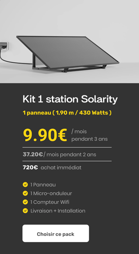 kit 1 station Solarity 9,9€ / mois