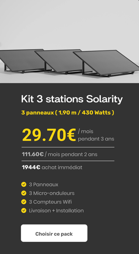 kit 3 stations Solarity 29,70€ / mois